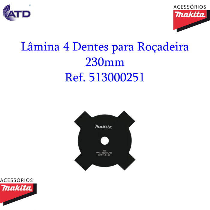 Lâmina 4 dentes 230mm para roçadeira