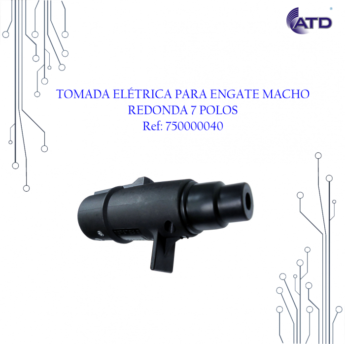 Tomada elétrica para engate redonda 7 polos macho 12/24V   DNI