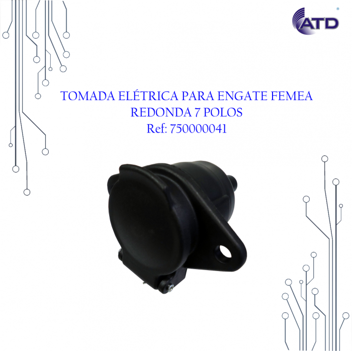 Tomada elétrica para engate redonda 7 polos fêmea 12/24V