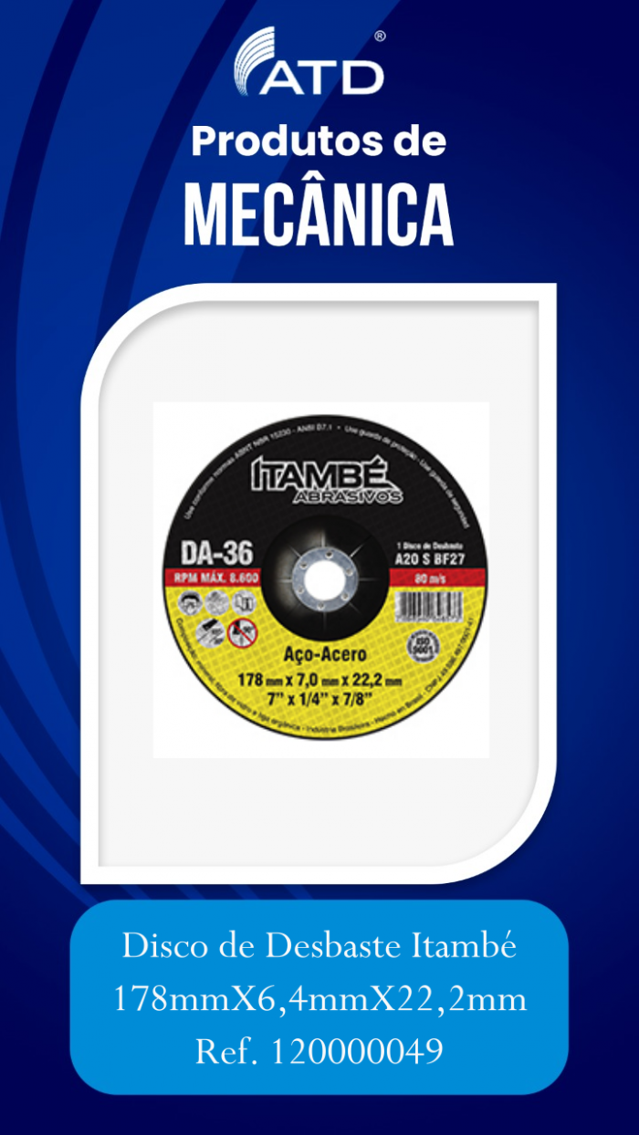 Disco de Desbaste Itambé 178mmX6,4mmX22,2mm