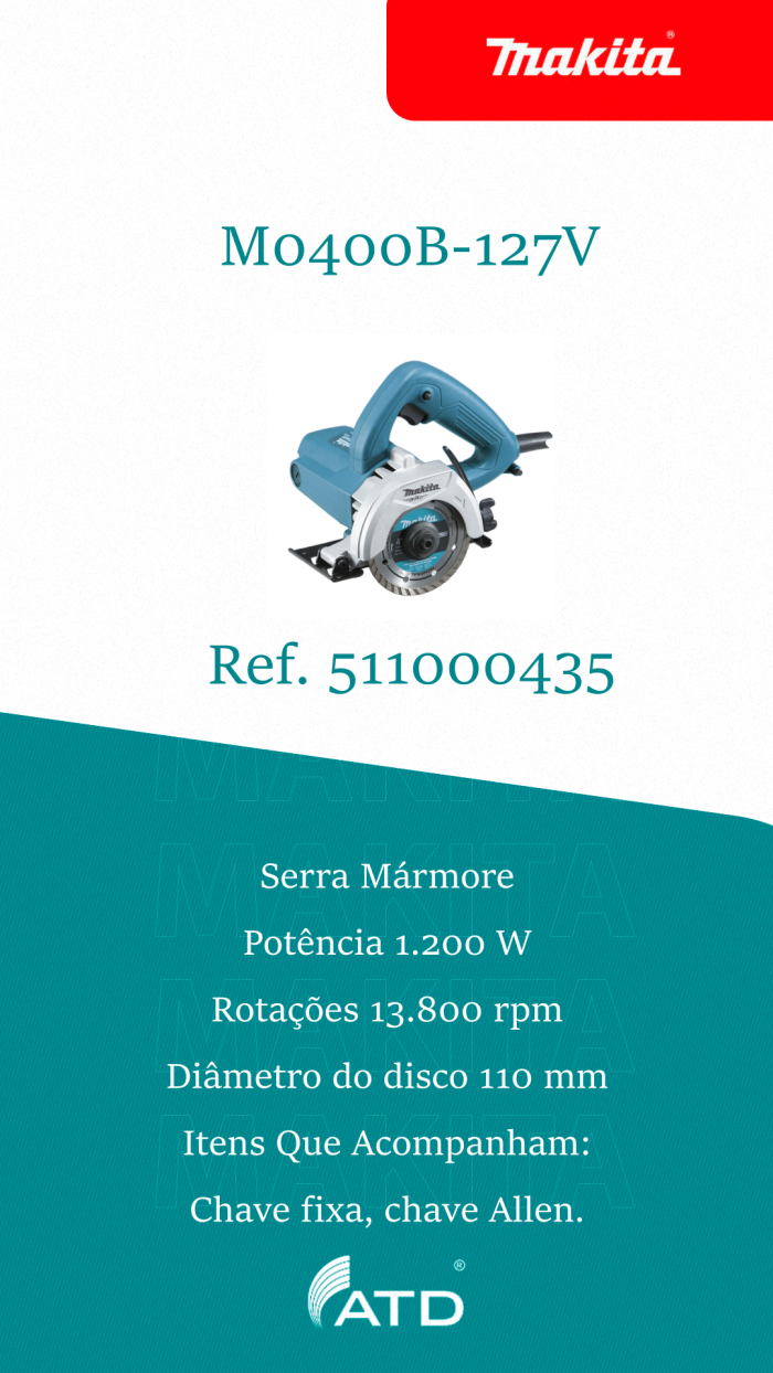 Serra mármore Makita M0400B-127V