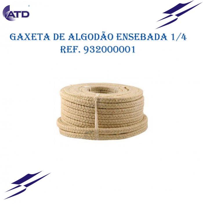 Gaxeta de algodão quadrada ensebada 1/4