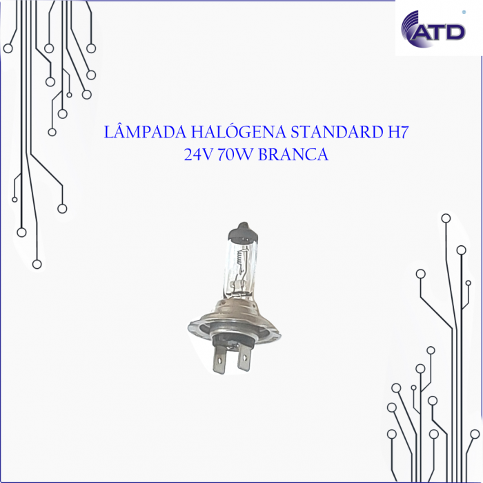Lâmpada automotiva halógena standard H7 24V 70W branca ELETRIC-LIFE