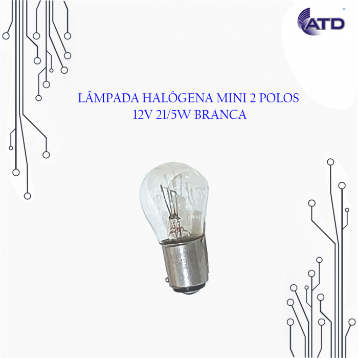 Lâmpada automotiva halógena mini 2 polos 12V 21/5W branca ELETRIC-LIFE