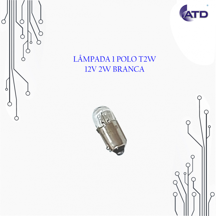Lâmpada automotiva 1 polo T2W 12V 2W branca ELETRIC-LIFE