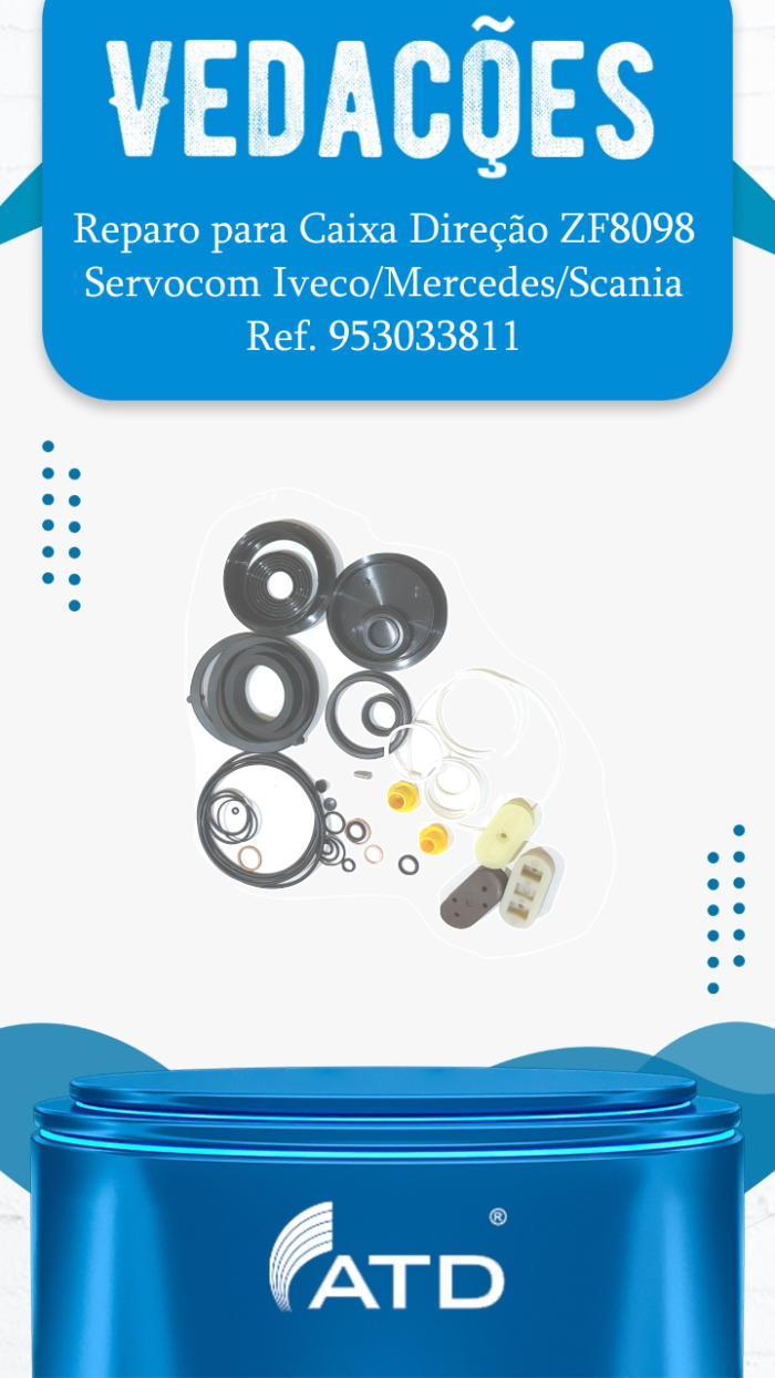 Reparo para caixa de direção ZF Servocom 8098 Iveco/Mercedes/Scania/Volvo