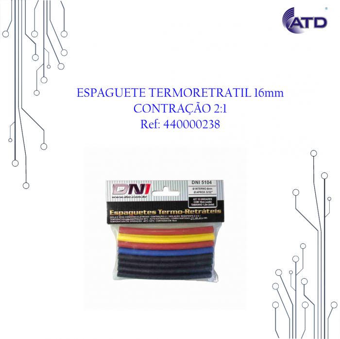 Espaguete termoretrátil 16mm kit com 10pçs   DNI
