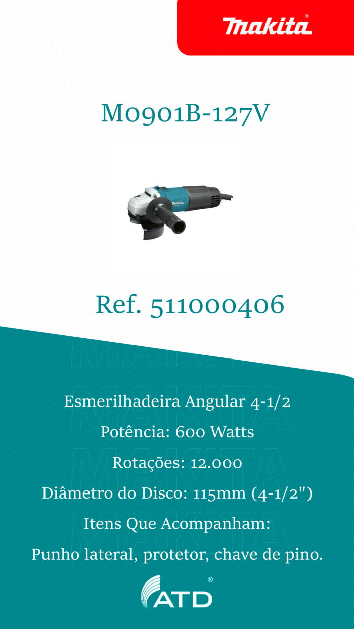 Esmerilhadeira angular 4-1/2 Makita M0901B