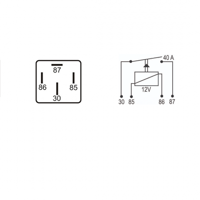 Rele auxiliar universal 12V 40A 4 terminais   DNI0102 - Imagem 2