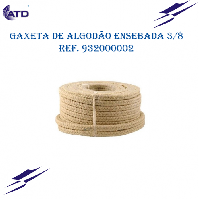 Gaxeta de algodão quadrada ensebada 3/8
