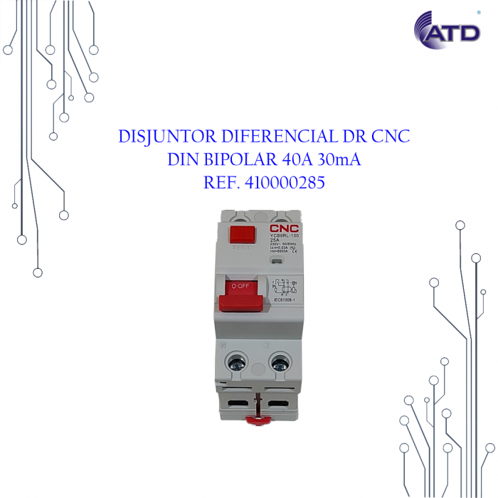 Disjuntor Diferencial Residual DIN bipolar 40A 30mA    CNC