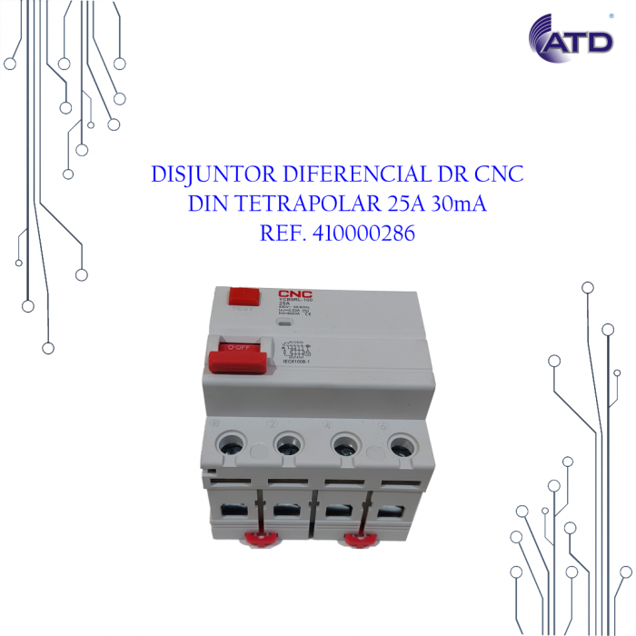 Disjuntor Diferencial Residual DIN tetrapolar 25A 30mA    CNC