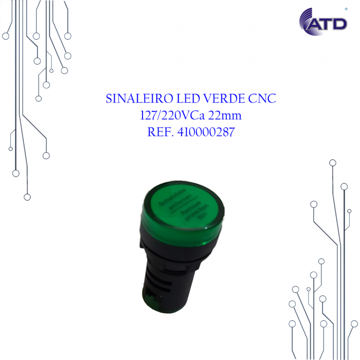 Sinaleiro LED AD22 127/220VCa Verde   CNC