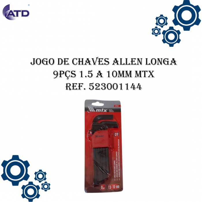Jogo de chaves allen longa 9pçs 1.5 a 10mm MTX