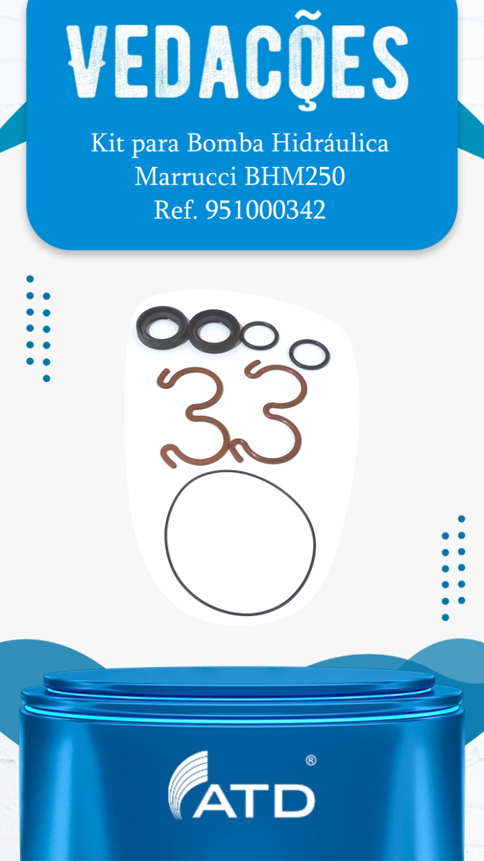 Kit de vedações para bomba hidráulica Marrucci BHM250