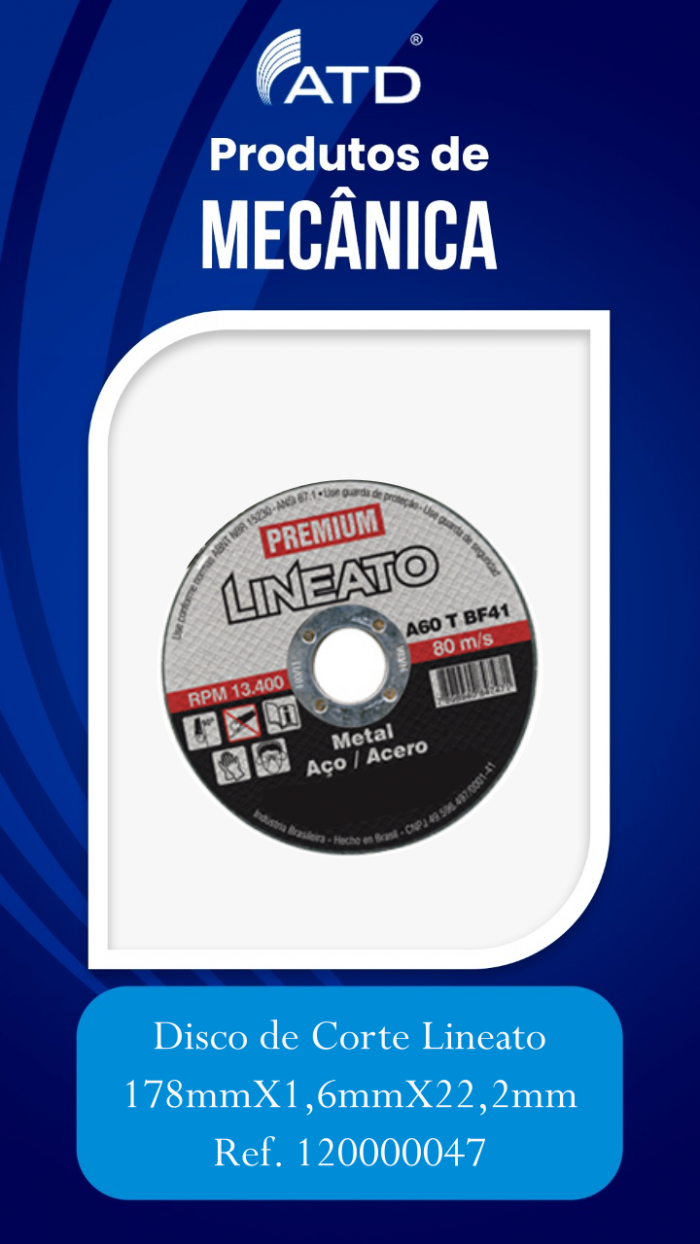 Disco de Corte Lineato 178mmX1,6mmX22,2mm