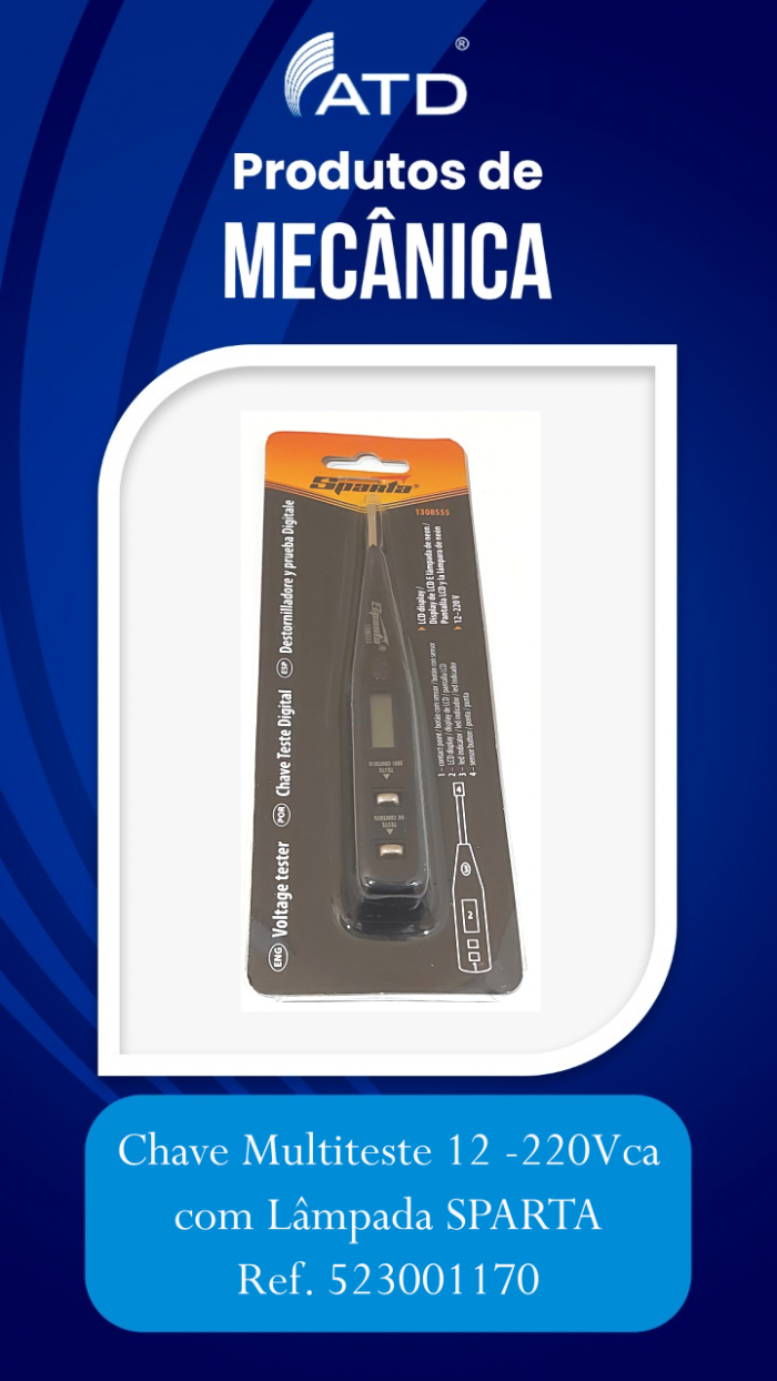 Chave Multiteste Digital 12-220Vca com Lâmpada SPARTA