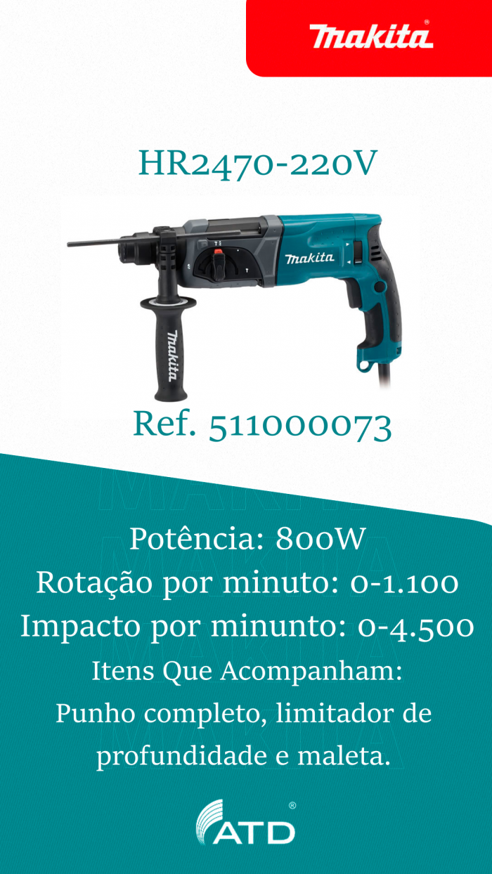 Martelete Combinado Makita HR2470 220V