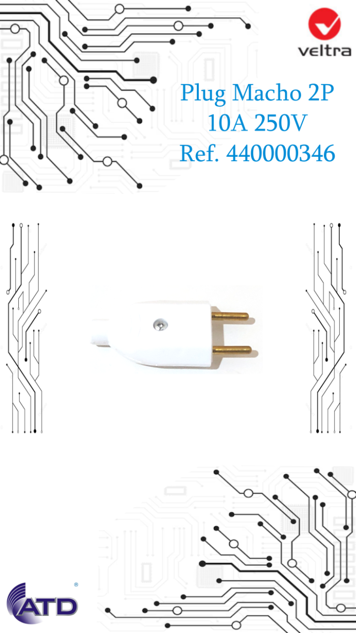 Plug Macho 2P 10A 250V