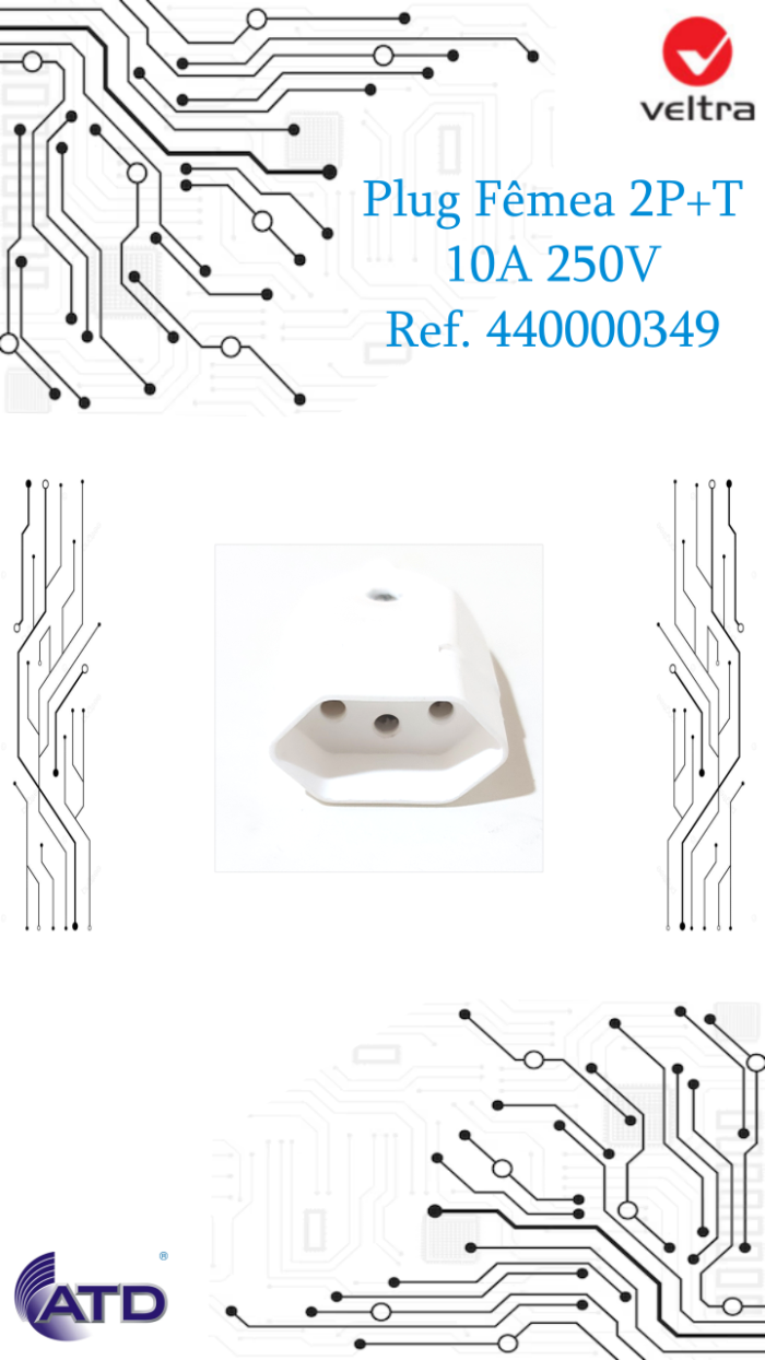 Plug Fêmea 2P+T 10A 250V - Imagem 2