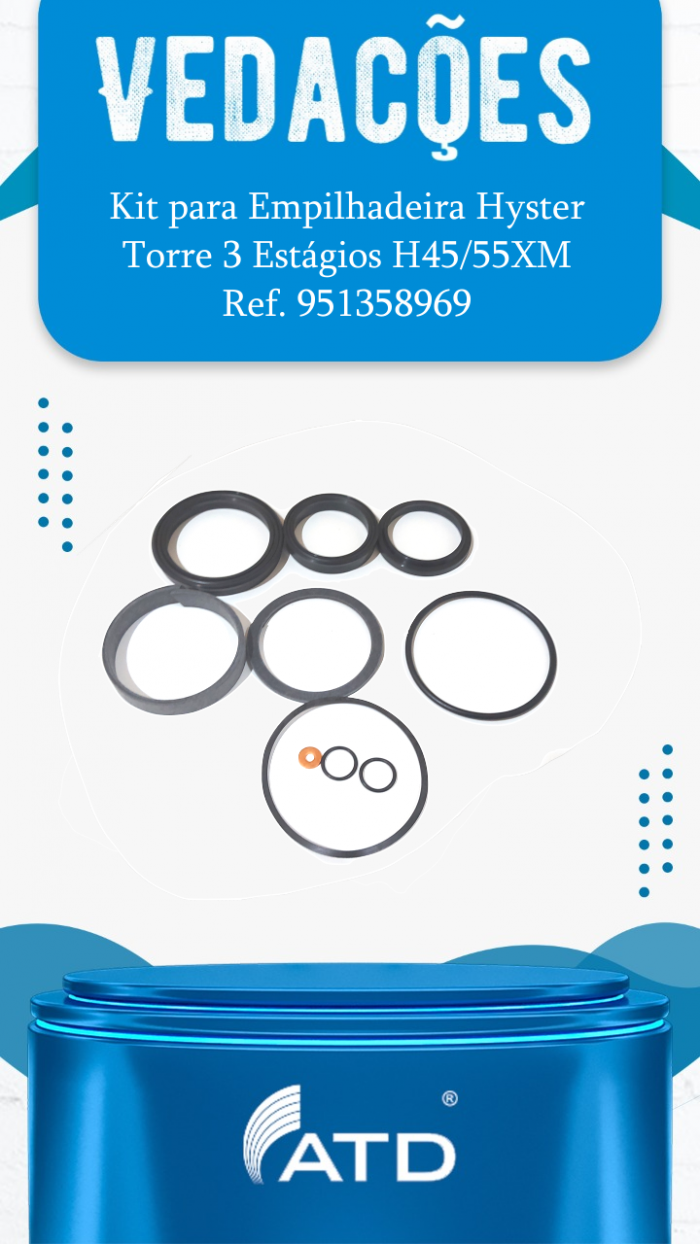 Kit de Vedações para Empilhadeira Hyster Torre 3 Estágios H45/55XM