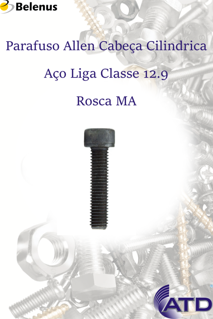 Parafuso Allen Cabeça Cilíndrica Aço Liga Classe 12.9 Rosca MA