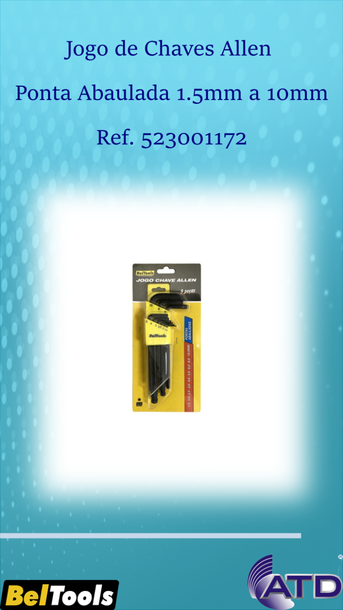 Jogo de Chaves Allen Ponta Abaulada 9pçs 1.5mm a 10mm BELTOOLS