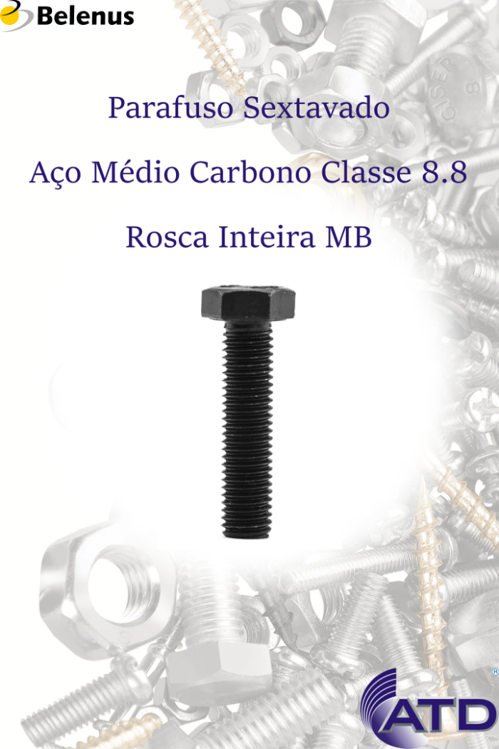 Parafuso Sextavado Aço Médio Carbono Classe 8.8 Rosca Inteira MB