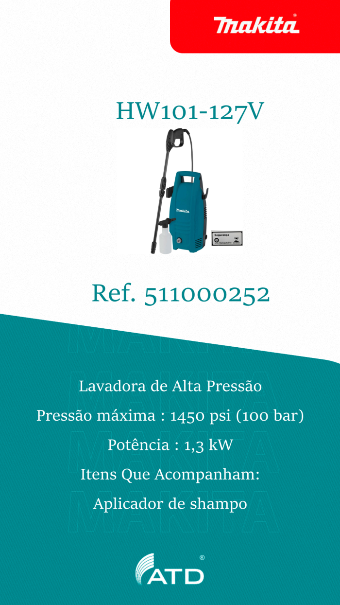 Lavadora de Alta Pressão Makita HW101-127V