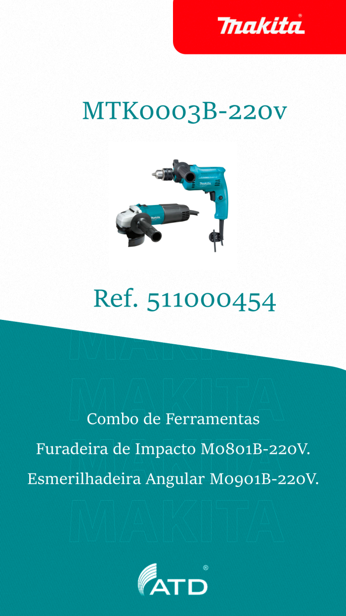 Combo de Ferramentas Makita MTK0003B-220V