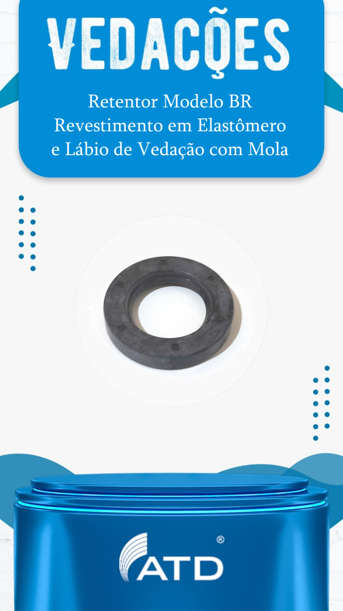 Retentor Modelo BR com Revestimento Externo em Elastômero e Lábio de Vedação com Mola
