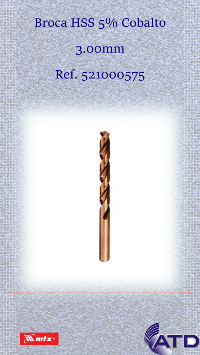 Broca HSS 5% Cobalto 03mm   MTX