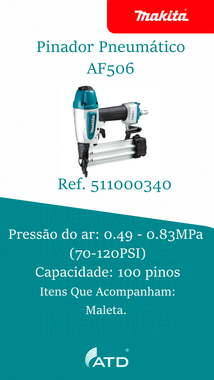 Pinador Pneumático Makita AF506