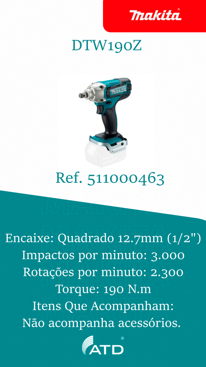 Chave de Impacto Makita DTW190Z