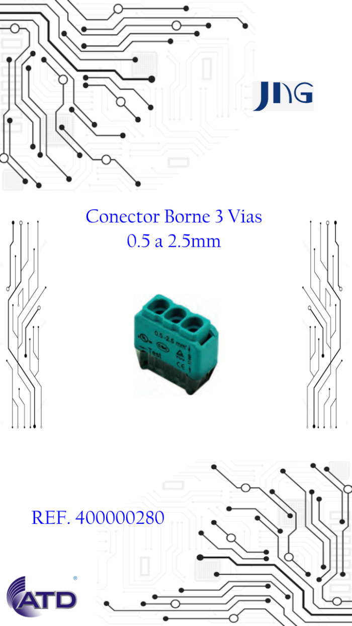 Conector Borne 3 Vias 0.5 a 2.5mm