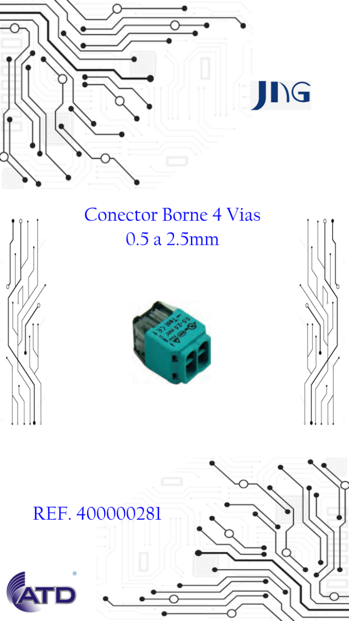 Conector Borne 4 Vias 0.5 a 2.5mm