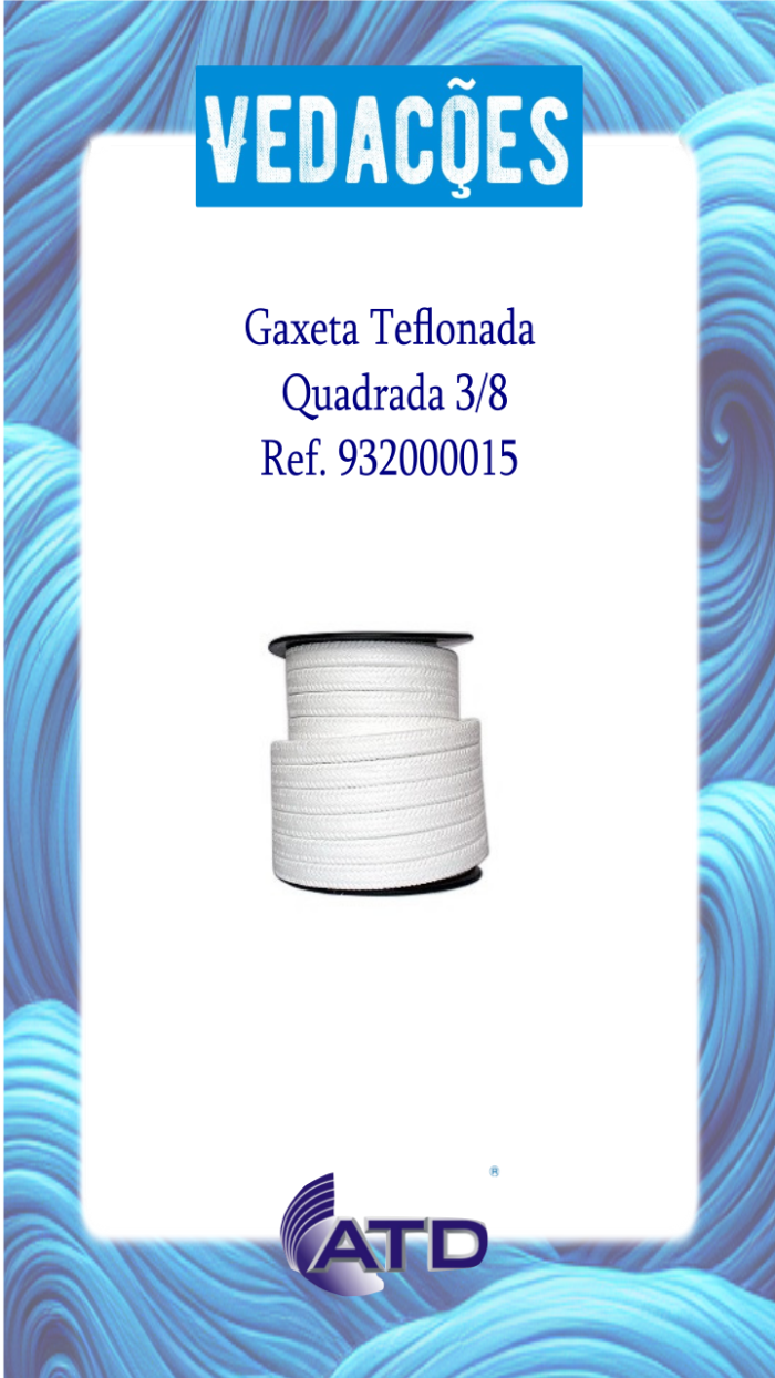Gaxeta Teflonada Quadrada 3/8"