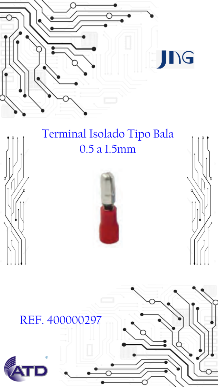 Terminal pré-isolado Tipo Bala Macho 0.5 a 1.5mm