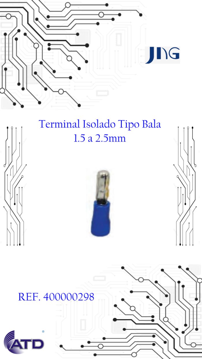 Terminal pré-isolado Tipo Bala Macho 1.5 a 2.5mm