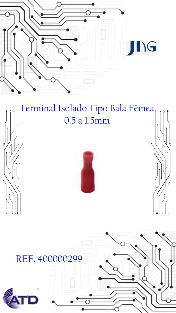 Terminal Isolado Tipo Bala Femea 0.5 a 1.5mm