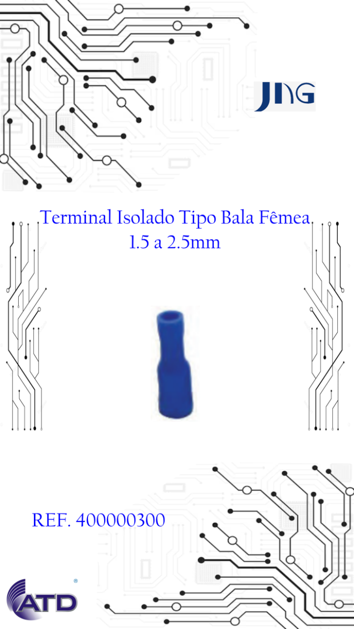 Terminal Isolado Tipo Bala Femea 1.5 a 2.5mm
