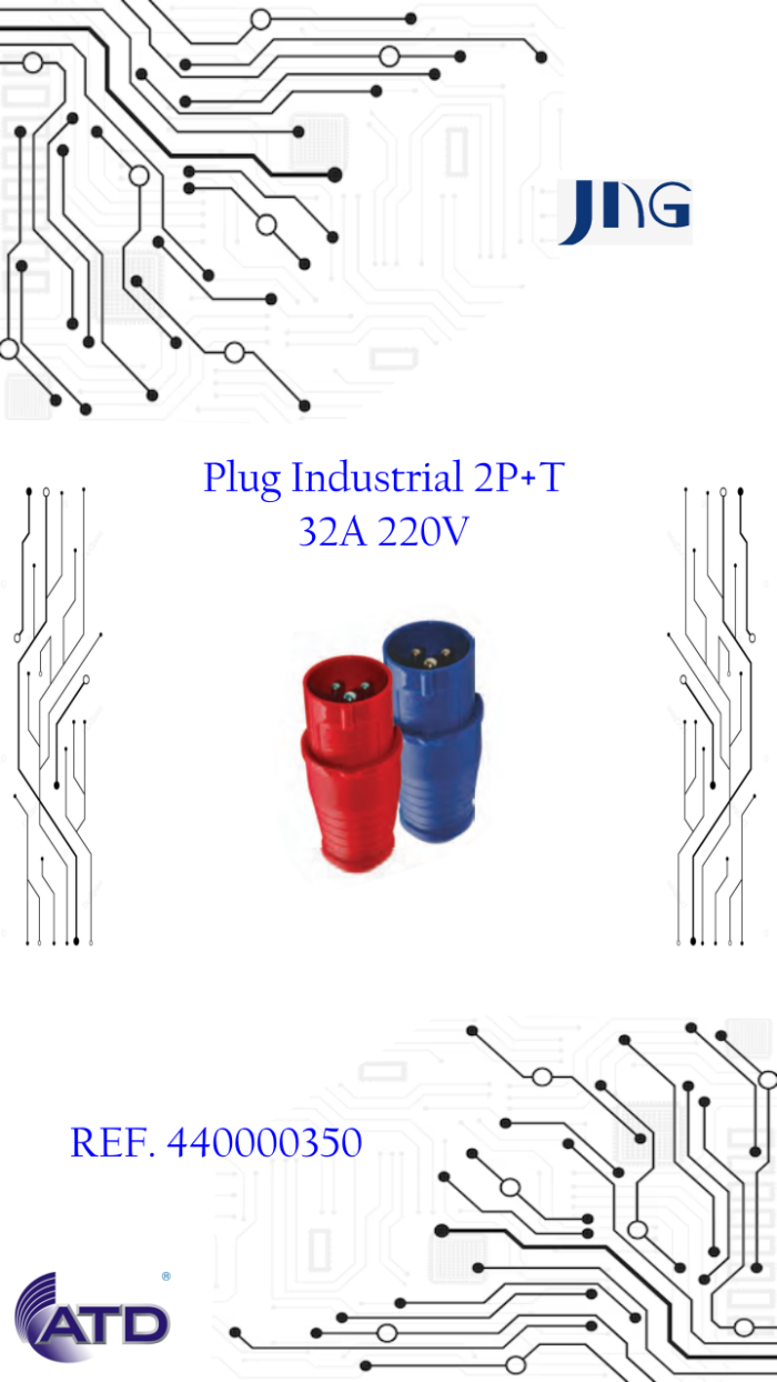 Plug Industrial 2P+T 32A 220V azul   JNG