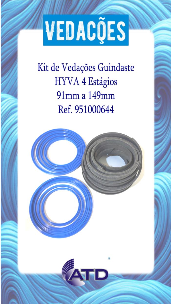 Kit de Vedações Guindaste HYVA 4 Estágios 91 a 149