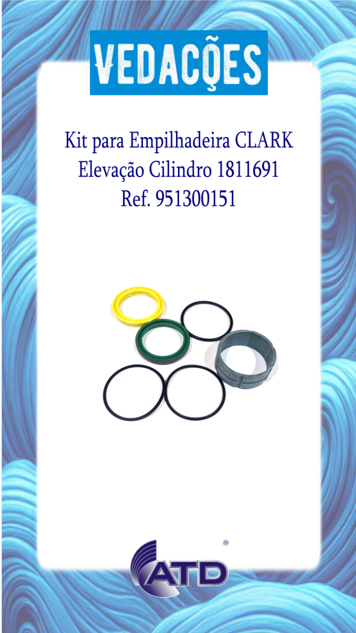 Kit de Vedações para Empilhadeira CLARK Elevação 2x2450 Cilindro 1811691